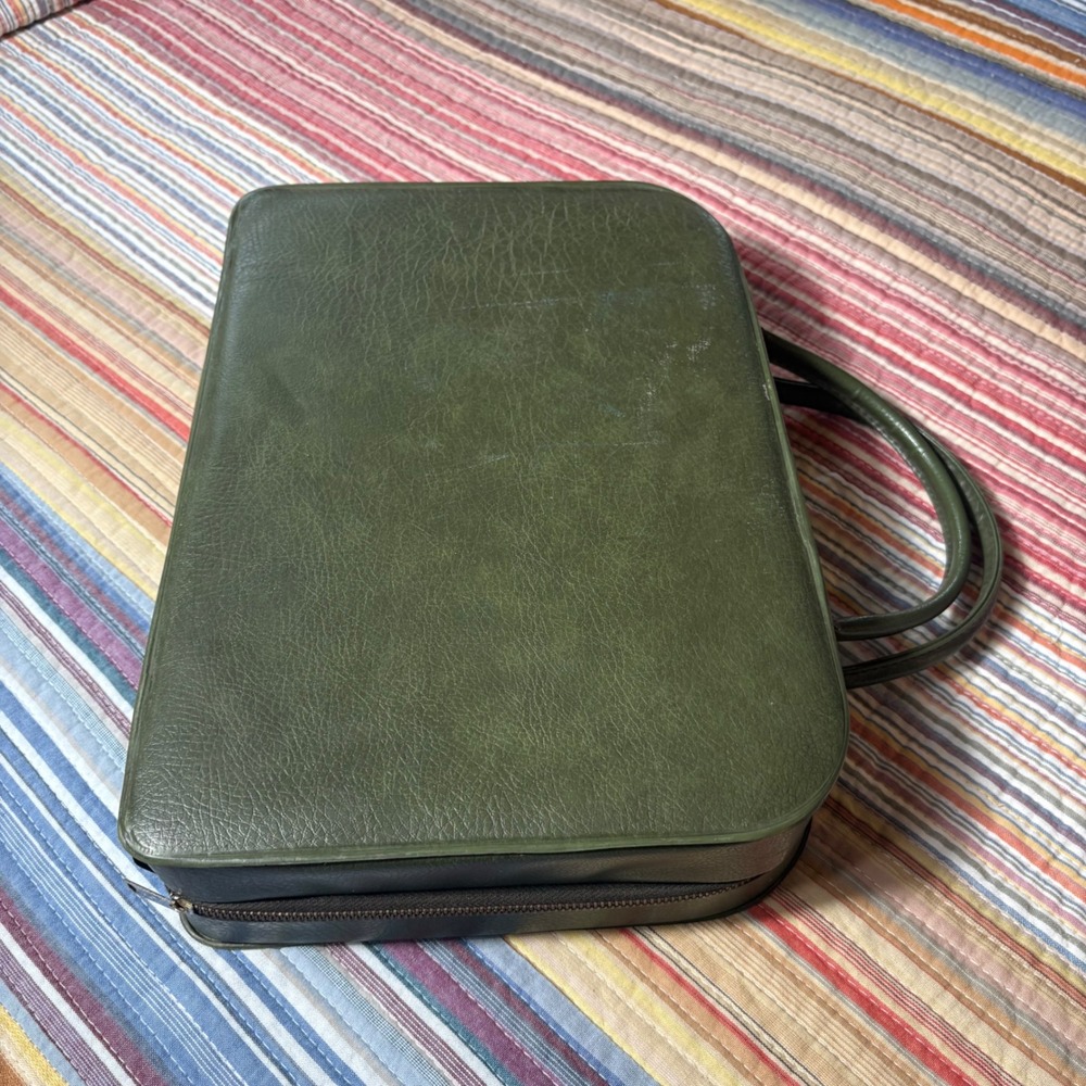 Rare Vtg MCM 70s Olive Green Hard Shell Briefcase Tolin Mfg Miami Made in USA
